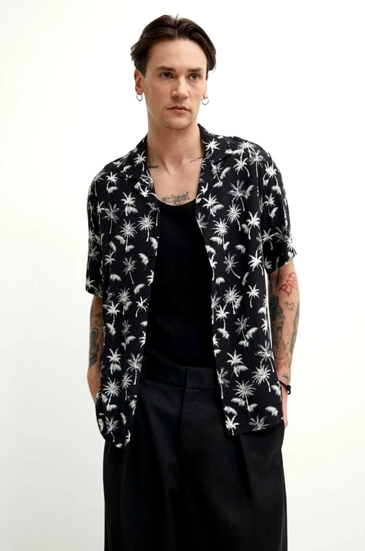 The Kooples Πουκάμισο The Kooples χρώμα: μαύρο, HCCC28066K