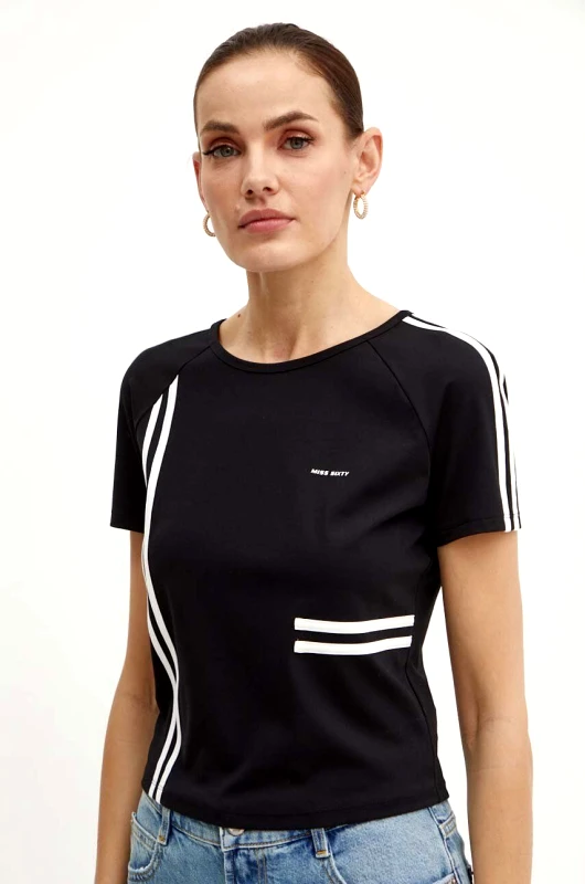 Miss Sixty Μπλουζάκι Miss Sixty 6L2SJ1650000 SJ1650 S/S T-SHIRT χρώμα: μαύρο, 6L2SJ1650000