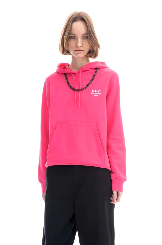 A.P.C. Βαμβακερή μπλούζα A.P.C. Hoodie Manuela γυναικεία, χρώμα ροζ, με κουκούλα COEZD.F27760