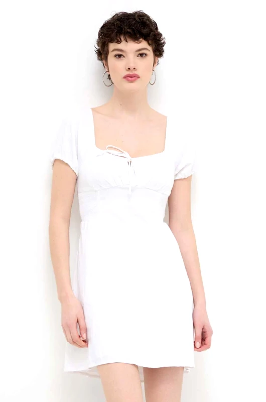 Hollister Co. Λινό φόρεμα Hollister Co. χρώμα: άσπρο