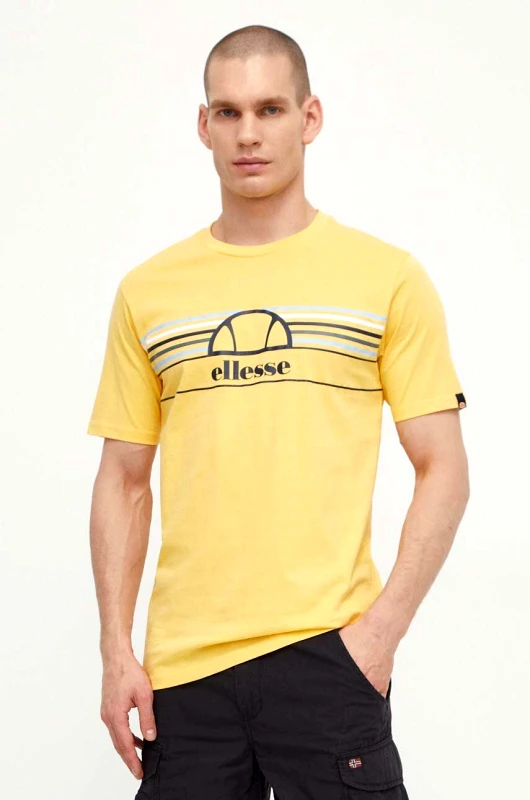 Ellesse Βαμβακερό μπλουζάκι Ellesse Lentamente T-Shirt ανδρικό, χρώμα: κίτρινο, SHV11918