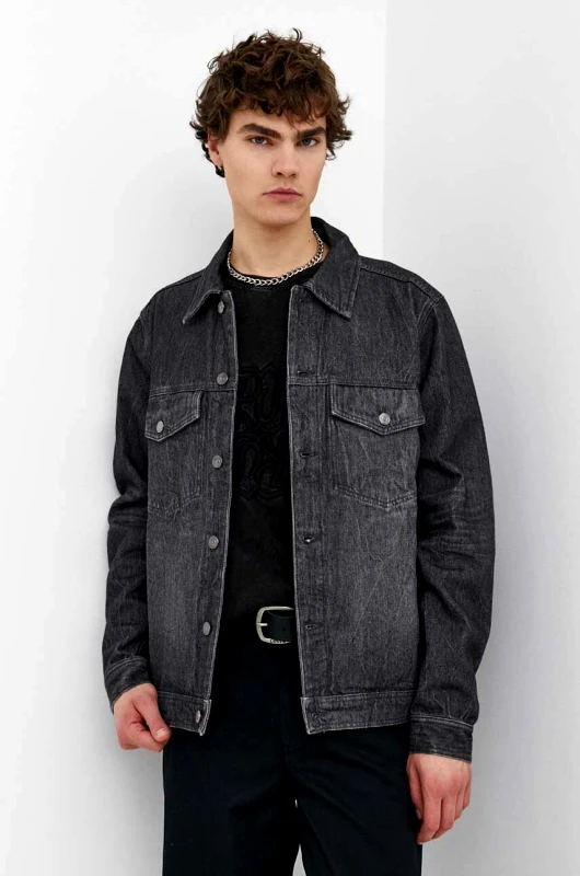 Wood Wood Τζιν μπουφάν Wood Wood Ivan Denim ανδρικό, χρώμα: μαύρο, 12315107.7051