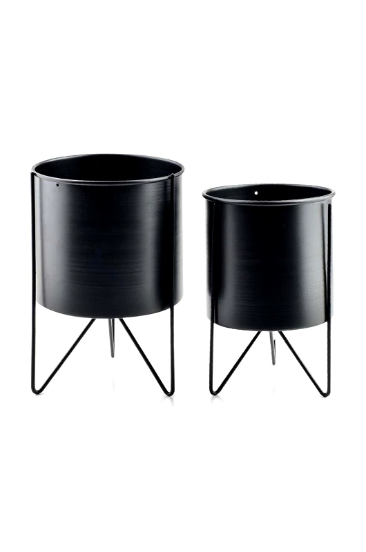 Affek Design Σετ γλάστρες με ράφι Affek Design Swen Black 2-pack