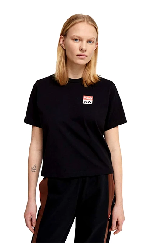 Wood Wood Βαμβακερό μπλουζάκι Wood Wood Steffi T-Shirt x Fila χρώμα: μαύρο