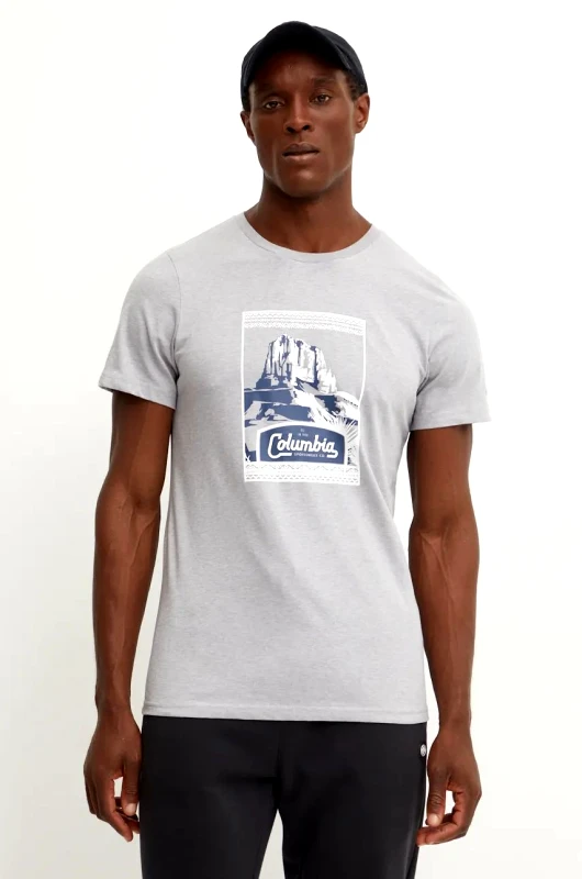 Columbia Βαμβακερό μπλουζάκι Columbia CSC Seasonal Logo ανδρικό, χρώμα: γκρι, 1991036