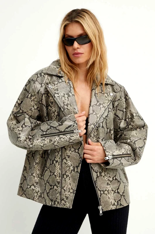 Won Hundred Δερμάτινo jacket Won Hundred γυναικείο, χρώμα: γκρι, 3102-16017
