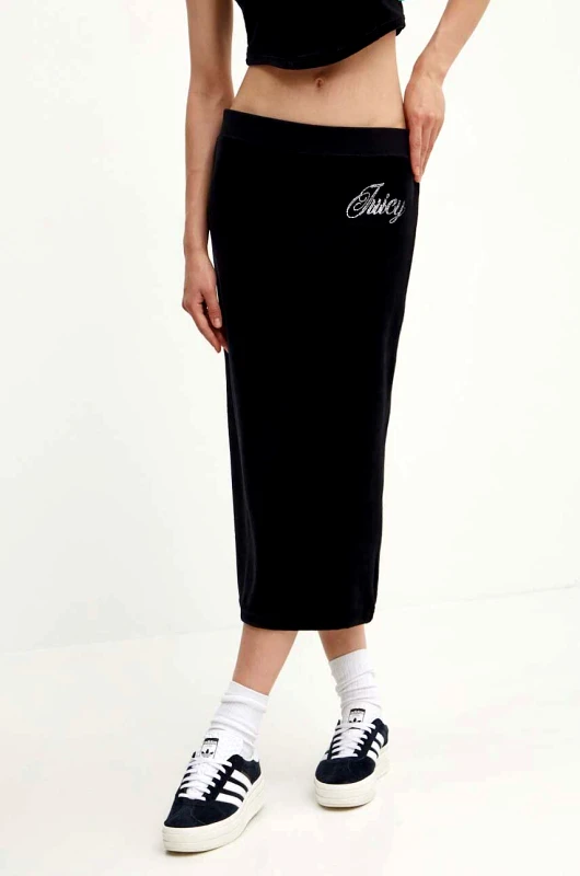 Juicy Couture Βελούδινη φούστα Juicy Couture CVC ROSE χρώμα: μαύρο, JCWGS24346