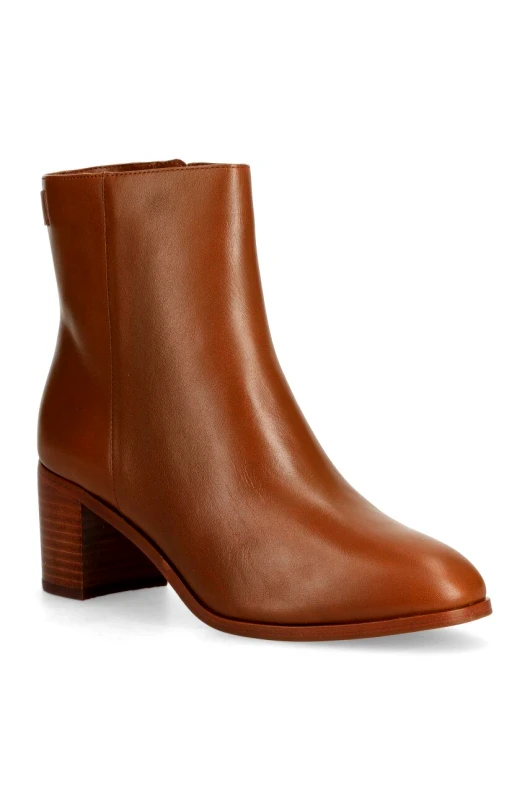 Lauren Ralph Lauren Δερμάτινες μπότες Lauren Ralph Lauren Cassie γυναικείες, χρώμα: καφέ, 802937813002