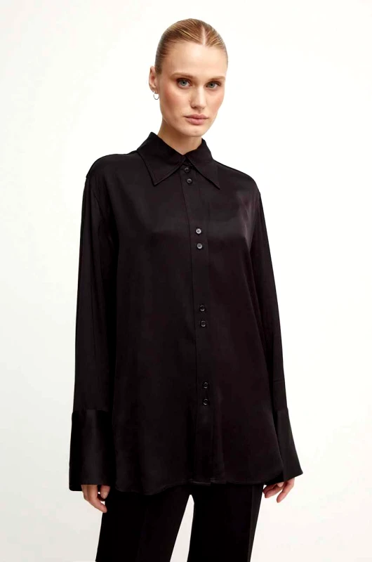 Day Birger et Mikkelsen Πουκάμισο Day Birger et Mikkelsen Felix - Fluid Viscose RD χρώμα: μαύρο, DAY65243240