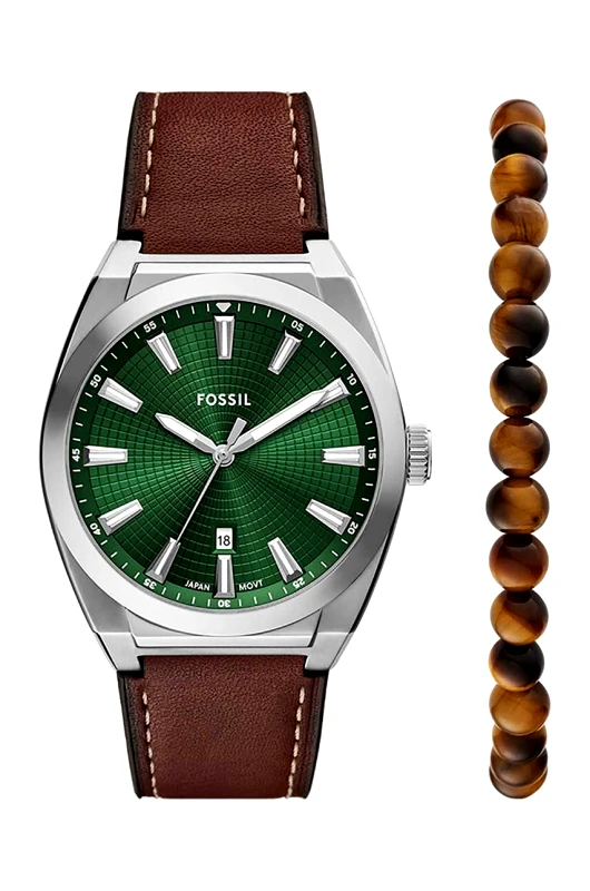 Fossil Ρολόι και βραχιόλι Fossil χρώμα: ασημί, FS6080SET