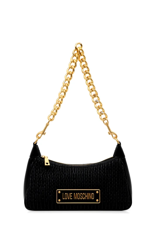 Love Moschino Δερμάτινη τσάντα Love Moschino χρώμα: μαύρο, JC4357PP0L