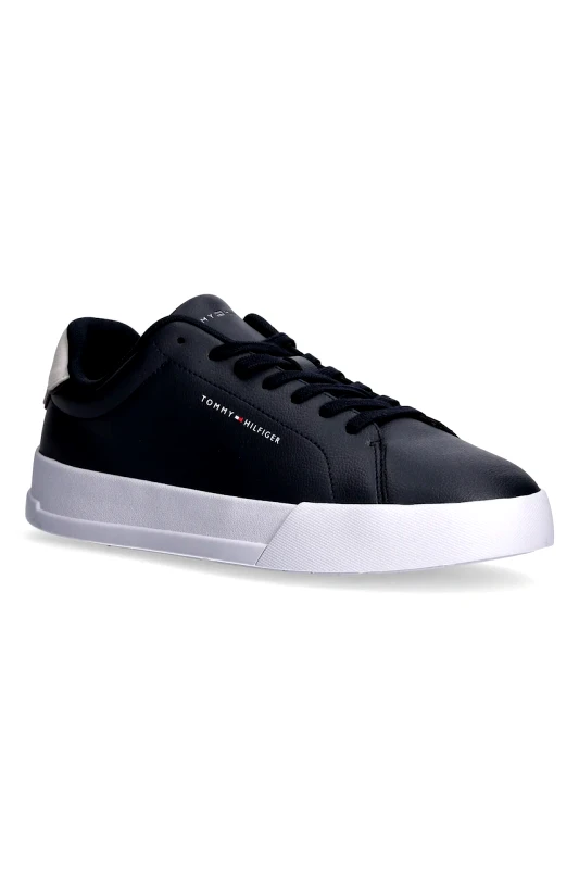 Tommy Hilfiger Δερμάτινα αθλητικά παπούτσια Tommy Hilfiger TH COURT LTH DETAIL ESS χρώμα: ναυτικό μπλε, FM0FM05367