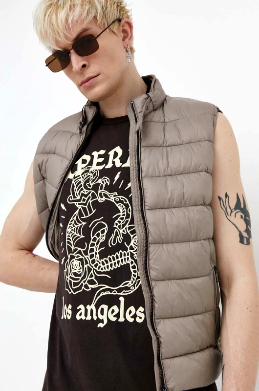 Superdry Αμάνικο μπουφάν Superdry χρώμα: μπεζ