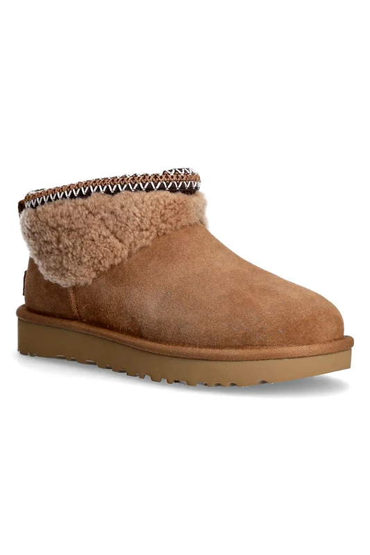 Ugg Μπότες UGG Classic Ultra Mini Maxi Curly χρώμα: καφέ, 1158263-CHE