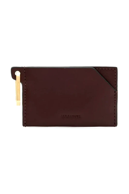 AllSaints Δερμάτινη θήκη για κάρτες AllSaints HEX CARDHOLDER χρώμα: μπορντό, W398XB