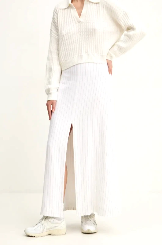 Abercrombie & Fitch Λινή φούστα Abercrombie & Fitch χρώμα: άσπρο, KI143-4311