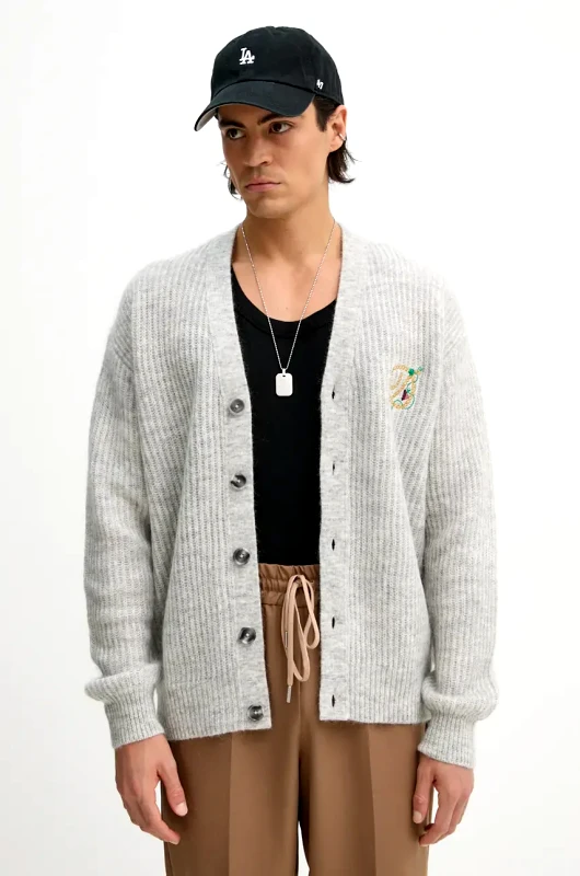 Drôle de Monsieur Μάλλινη ζακέτα Drôle de Monsieur Le Cardigan D Raisin χρώμα: γκρι, E.CA130.PA021.GY Le Cardigan D Raisin