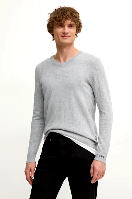 Pepe Jeans Πουλόβερ με προσθήκη μαλλιού Pepe Jeans NEW ANDRE V NECK ανδρικό, χρώμα: γκρι, PM702468