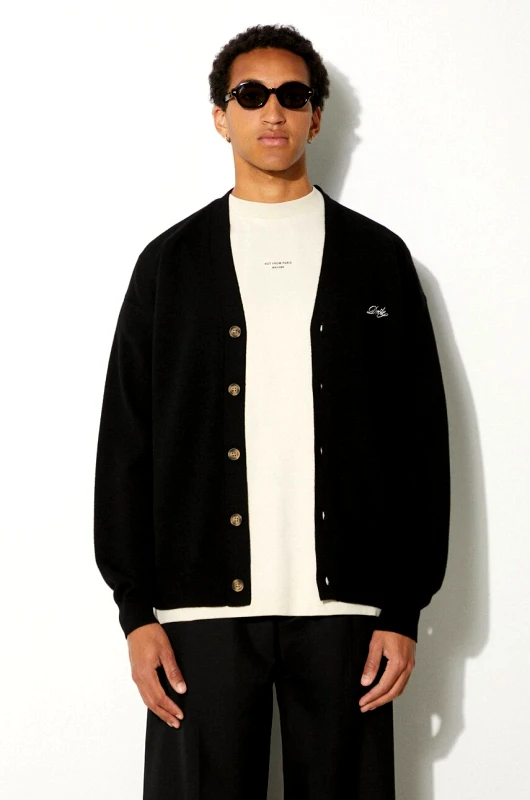 Drôle de Monsieur Μάλλινη ζακέτα Drôle de Monsieur Le Cardigan Drôle χρώμα: μαύρο, PERM-CA123-WO007-BL