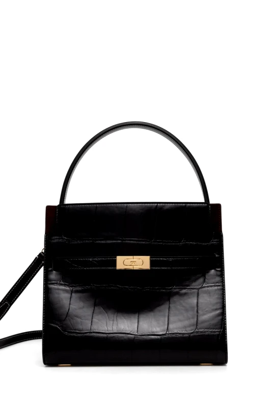 Tory Burch Δερμάτινη τσάντα Tory Burch Lee Radziwill χρώμα: μαύρο, 162237.001