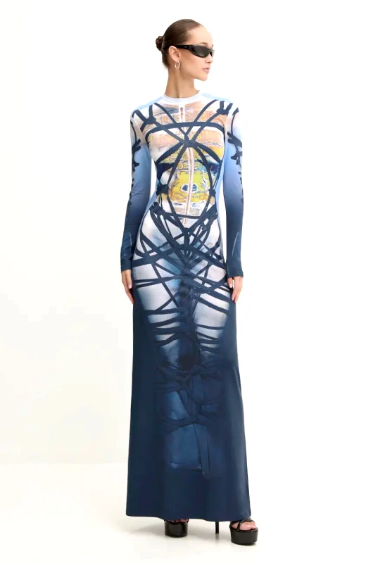 Y/Project Φόρεμα Y/Project BONDAGE PRINT LONG SLEEVE DRESS 104DR006