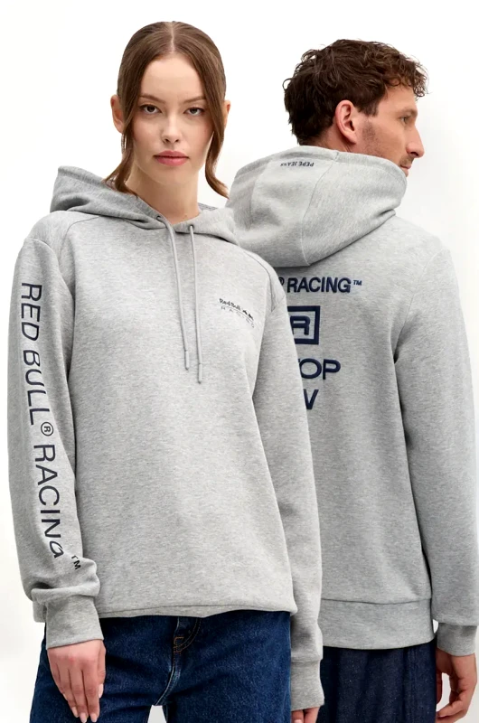 Red Bull Racing x Pepe Jeans Μπλούζα Red Bull Racing x Pepe Jeans χρώμα: γκρι, με κουκούλα, RU580006