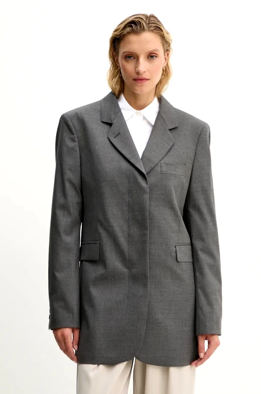 Remain Μπλέιζερ με μίγμα μαλλιού Remain Boxy Blazer χρώμα: γκρι, 5018971959