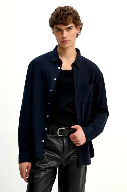Zadig&Voltaire Πουκάμισο ZADIG&VOLTAIRE χρώμα: ναυτικό μπλε, WMSH00292
