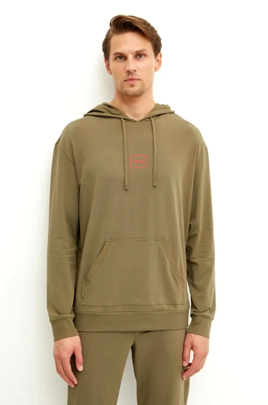 HUGO Φούτερ lounge HUGO χρώμα: πράσινο, με κουκούλα, 50525244