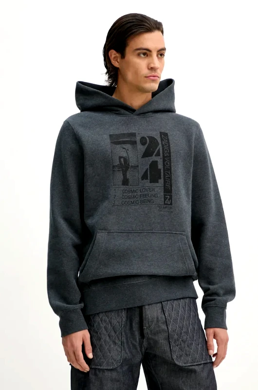 Zadig&Voltaire Μπλούζα ZADIG&VOLTAIRE χρώμα: γκρι, με κουκούλα, JMSS00254