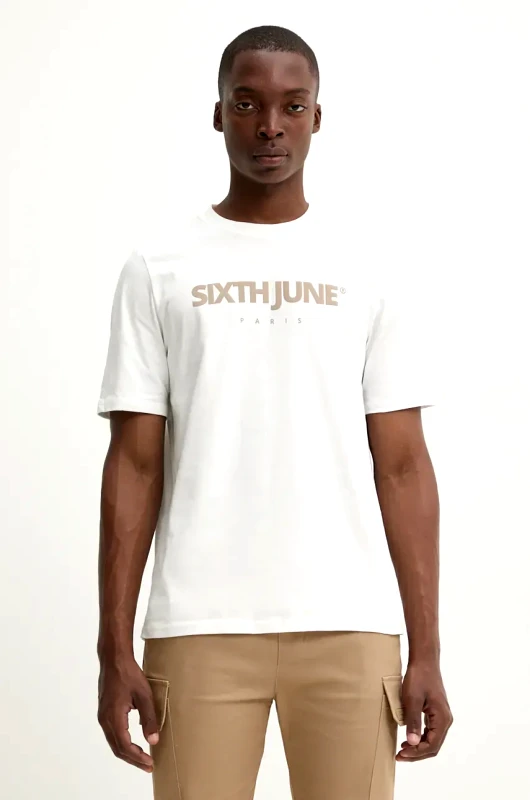 Sixth June Βαμβακερό μπλουζάκι Sixth June ανδρικό, χρώμα: άσπρο, 25337