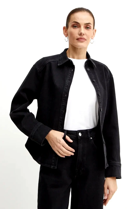 Ivy Oak Τζιν πουκάμισο Ivy Oak χρώμα: μαύρο, IO112343