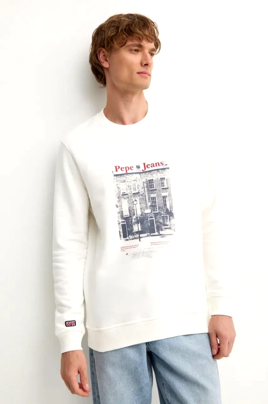 Pepe Jeans Βαμβακερή μπλούζα Pepe Jeans SOREN CREW χρώμα: μπεζ, PM582724