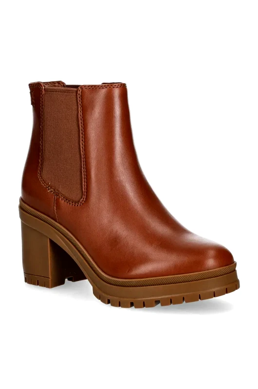 Lauren Ralph Lauren Δερμάτινες μπότες τσέλσι Lauren Ralph Lauren Cailie γυναικείες, χρώμα: καφέ, 802937825002