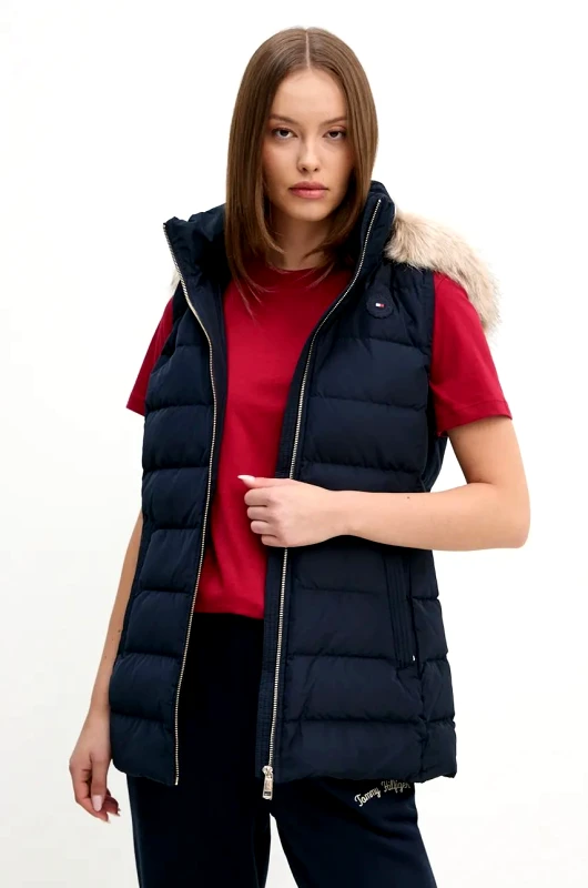 Tommy Hilfiger Αμάνικο από πούπουλα Tommy Hilfiger γυναικείο, χρώμα: ναυτικό μπλε, WW0WW43634