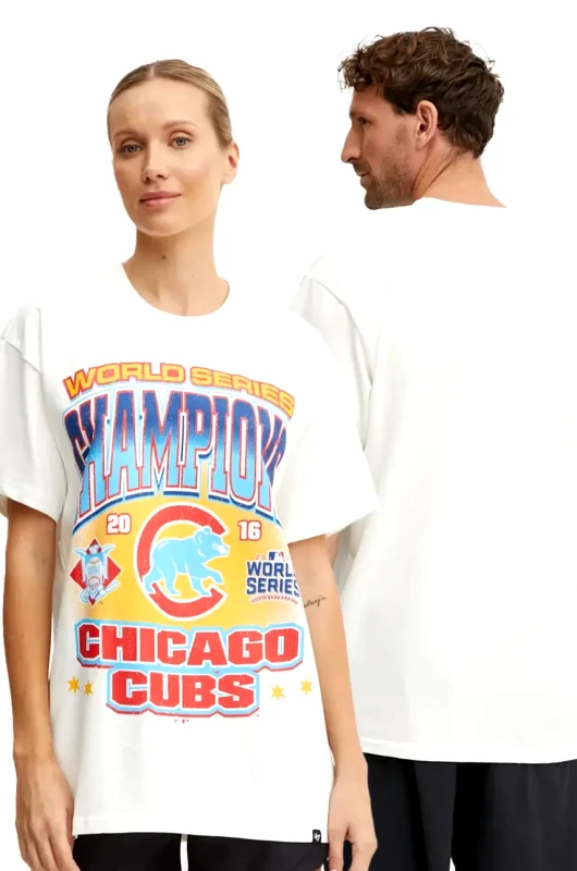 47 brand Βαμβακερό μπλουζάκι 47 brand MLB Chicago Cubs χρώμα: μπεζ, BU005TMYIHQ632915SS
