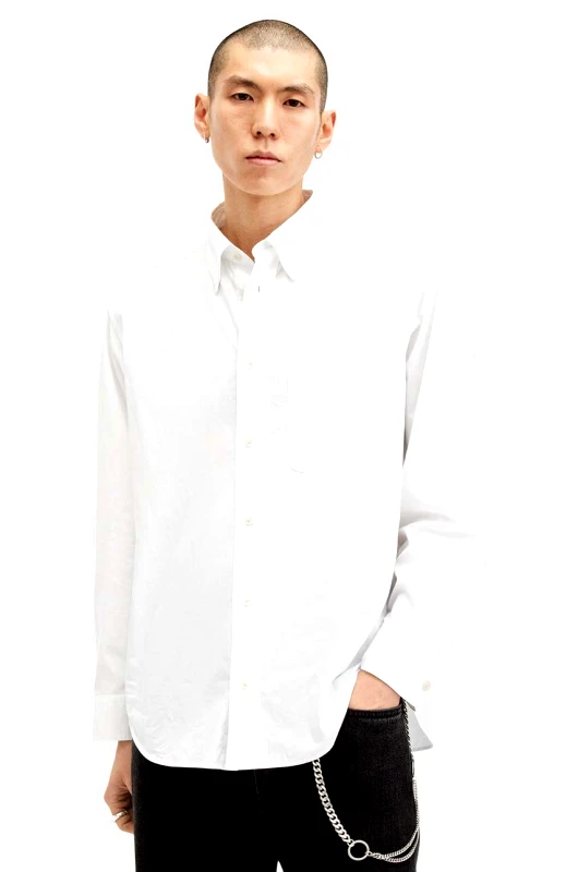 AllSaints Βαμβακερό πουκάμισο AllSaints SUTTA LS SHIRT ανδρικό, χρώμα: άσπρο, M097SB