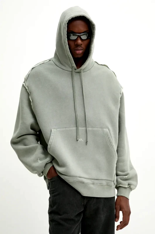 A-COLD-WALL* Βαμβακερή μπλούζα A-COLD-WALL* Facade Hoodie χρώμα: γκρι, με κουκούλα, ACWMW200
