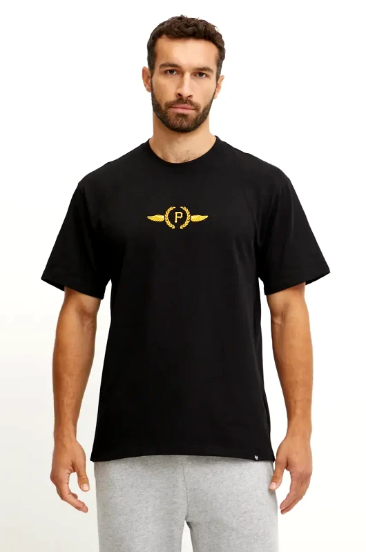 47 brand Βαμβακερό μπλουζάκι 47 brand MLB Pittsburgh Pirates ανδρικό, χρώμα: μαύρο, BB020TMQOGU627517JK