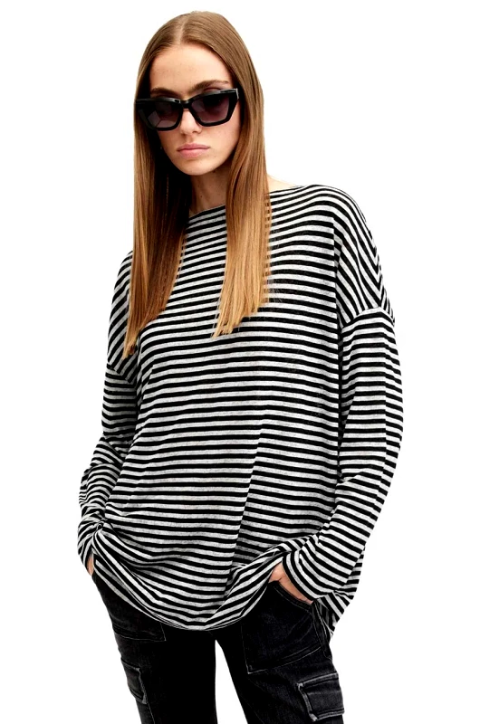 AllSaints Μπλουζάκι AllSaints RITA STRIPE TEE χρώμα: άσπρο, W003JY