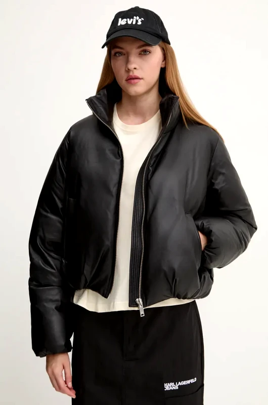 MOOSE KNUCKLES Δερμάτινο πουπουλένιο μπουφάν MOOSE KNUCKLES χρώμα: μαύρο, M34LL317