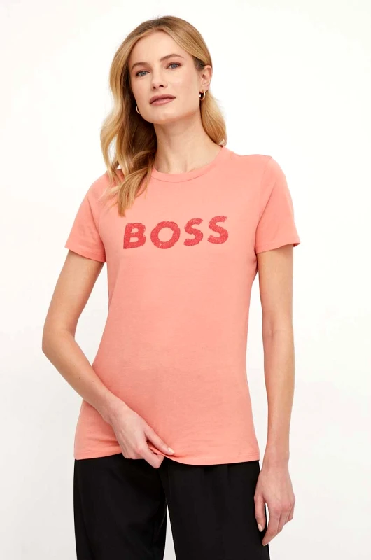 BOSS Orange Βαμβακερό μπλουζάκι Boss Orange BOSS ORANGE γυναικείο, χρώμα: κόκκινο