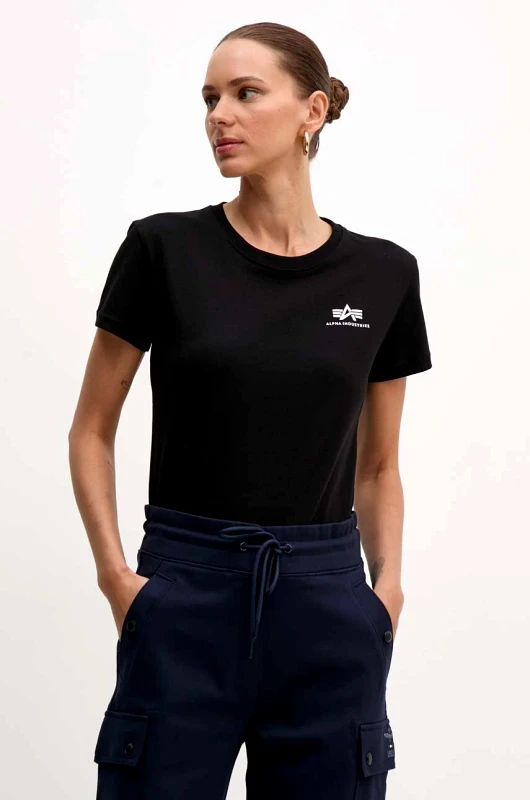 Alpha Industries Βαμβακερό μπλουζάκι Alpha Industries Basic χρώμα μαύρο 196054.03