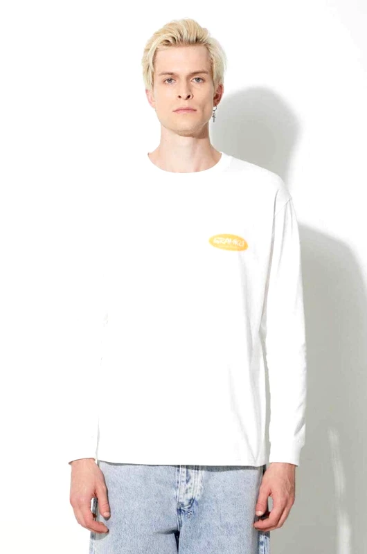 Gramicci Βαμβακερή μπλούζα με μακριά μανίκια Gramicci Original Freedom Oval Longsleeve Tee χρώμα: άσπρο, G3FU.T072