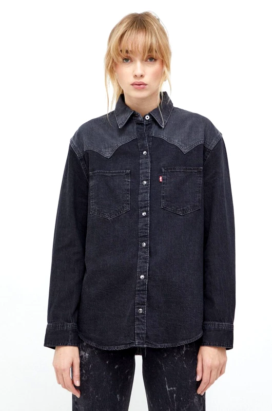 Levi's Τζιν πουκάμισο Levi's χρώμα: μαύρο