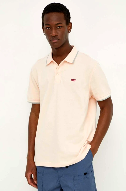 Levi's Βαμβακερό μπλουζάκι πόλο Levi's χρώμα: πορτοκαλί