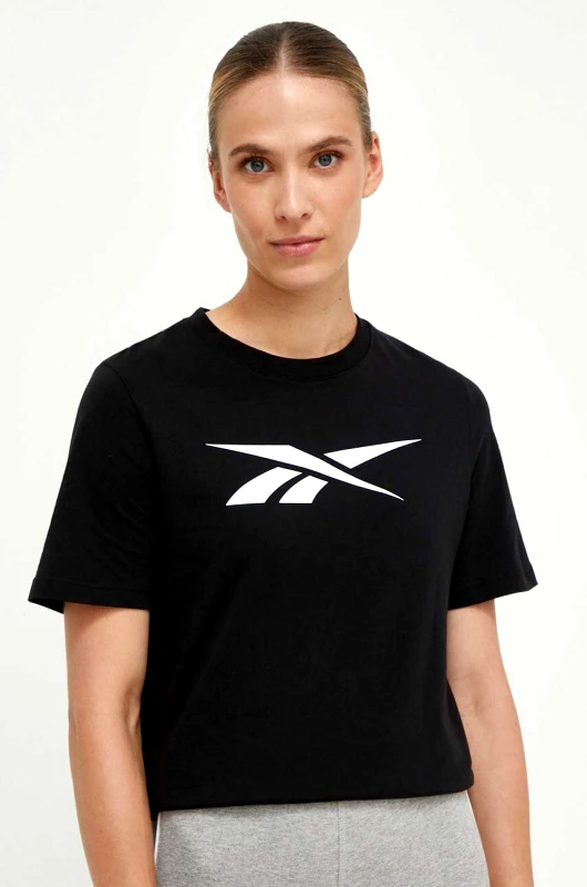 Reebok Βαμβακερό μπλουζάκι Reebok χρώμα: μαύρο 100073066