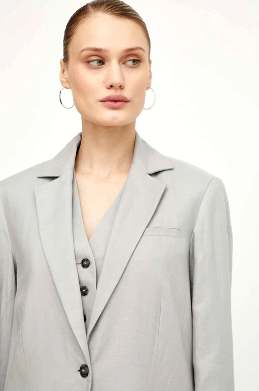 Herskind Blazer με μείγμα λινών Herskind χρώμα: γκρι