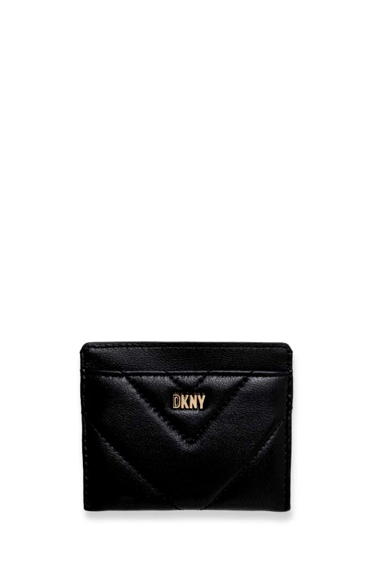 DKNY Δερμάτινη θήκη για κάρτες DKNY χρώμα: μαύρο