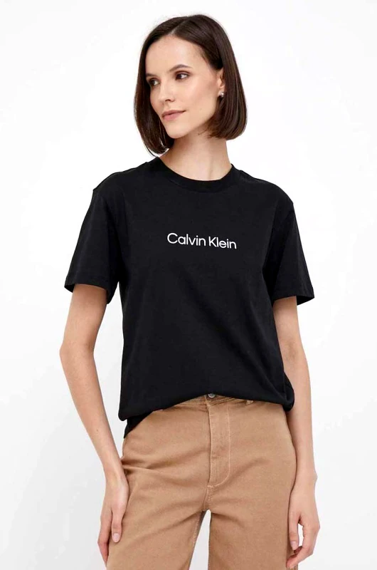 Calvin Klein Βαμβακερό μπλουζάκι Calvin Klein χρώμα: μαύρο